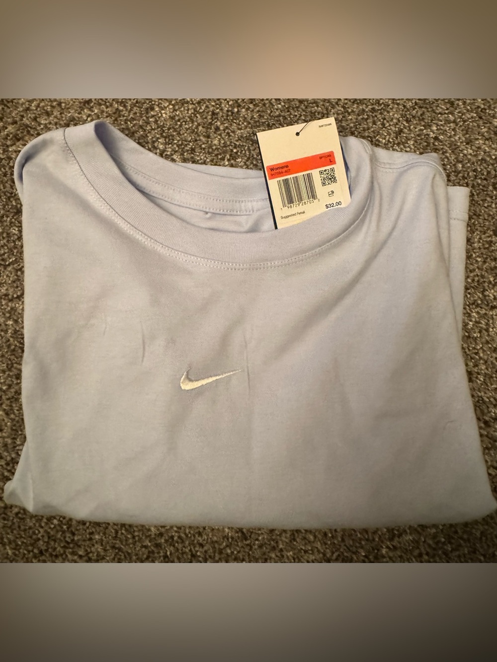 Women's Nike Sportswear Loose Short Sleeve Cropped T-Shirt Size L Light Blue NWT